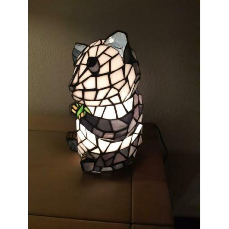 Tiffany lamp tafellamp burolamp pandabeer glas en lood