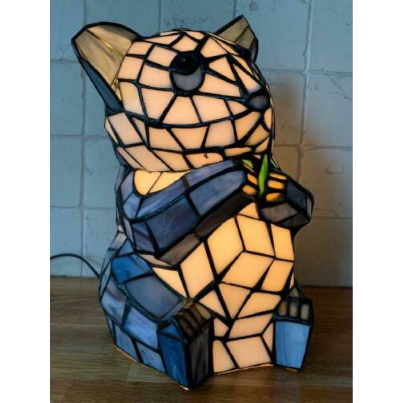 Tiffany lamp tafellamp burolamp pandabeer glas en lood