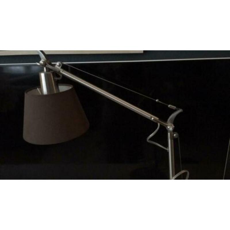 Designer bureaulamp met bruine stoffen kap. PERFECTE STAAT