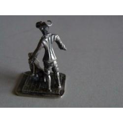 Miniatuur zilver CQ13 man + hond zilveren miniaturen