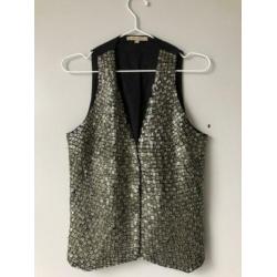 Sandro waistcoat met zilveren kralen buisjes, maat T2