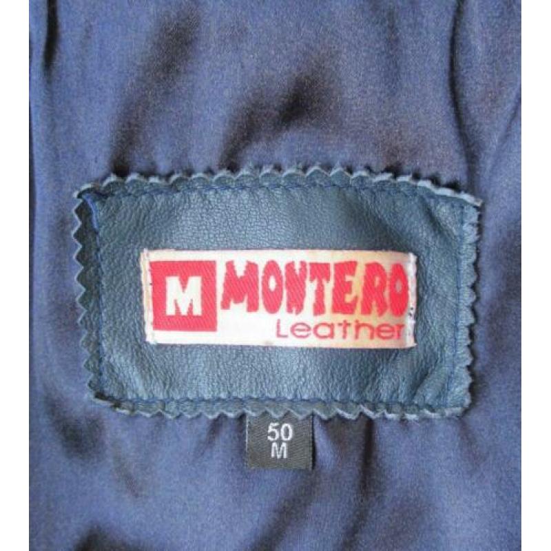 Blauw lamsleren colbert / jasje van Montero Leather - mt 50