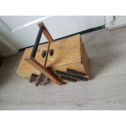 Vintage naaibox Lengte 35 cm Hoogste 20 cm Breedte 1