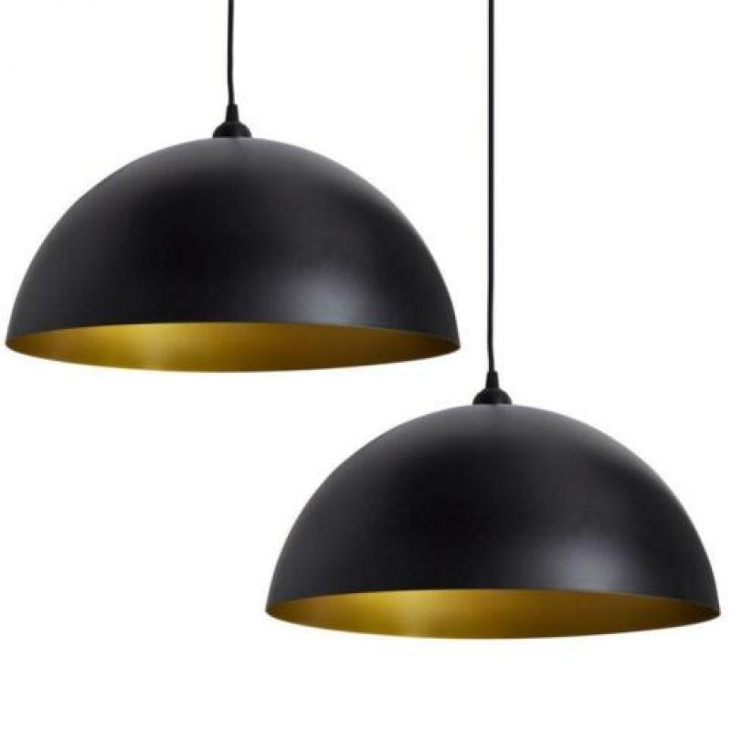 2x Halfronde hanglamp plafondlamp zwart wit GRATIS VERZENDEN