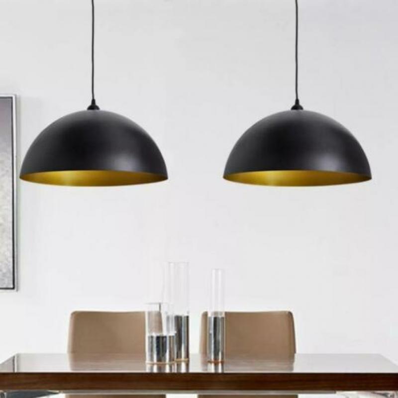 2x Halfronde hanglamp plafondlamp zwart wit GRATIS VERZENDEN