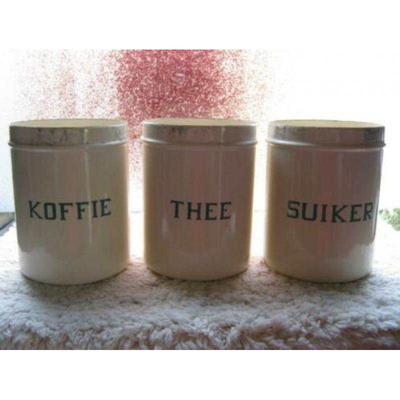 creme, emaille koffie thee suikerbussen