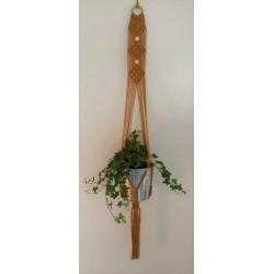 Nieuw macrame plantenhanger ruit met 2 kralen 115 cm oker