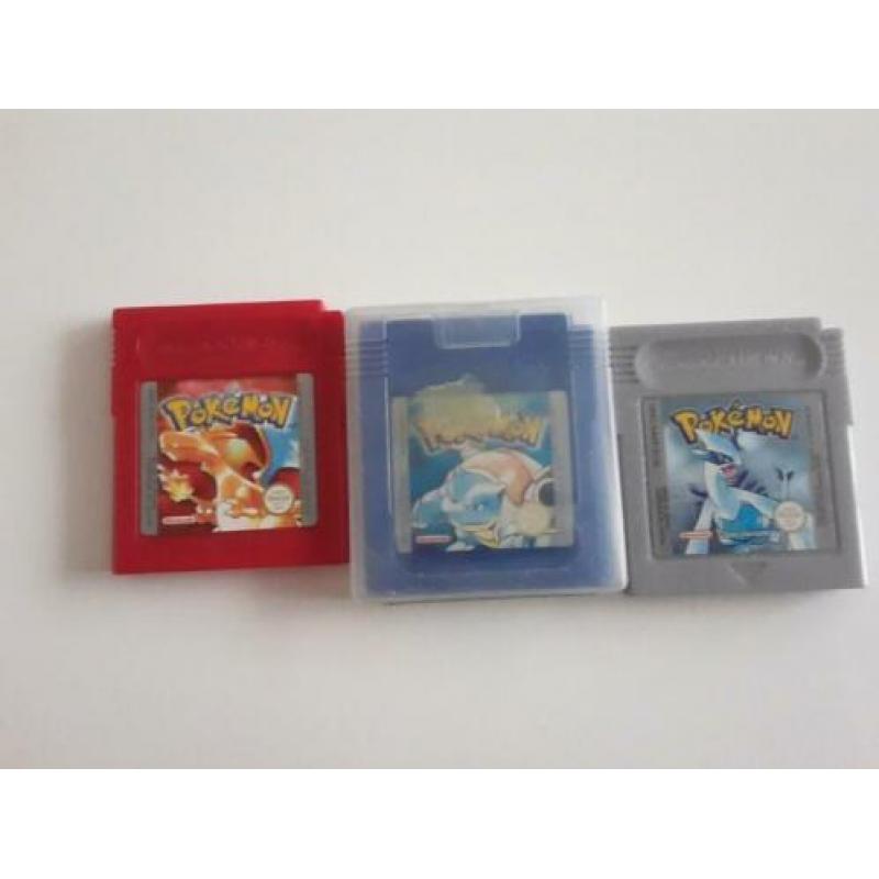 Gameboy color 3 spellen pokemon silver, red en blue