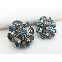 Vintage clips met lichtblauwe strass