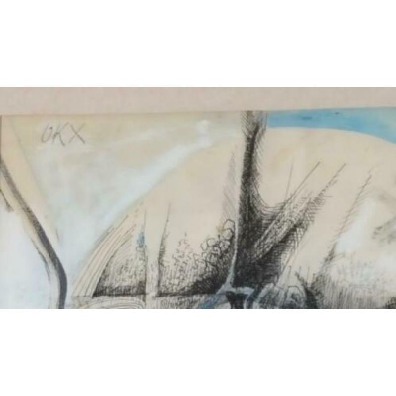 Kees Okx - grote aquarel - Haarlem