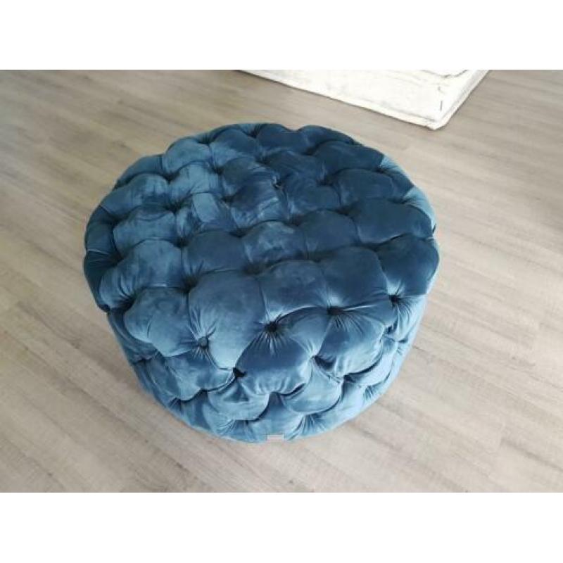 riviera maison footstool velvet ocean blue