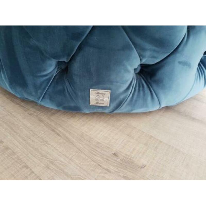 riviera maison footstool velvet ocean blue