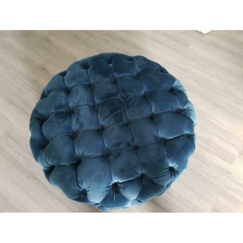 riviera maison footstool velvet ocean blue