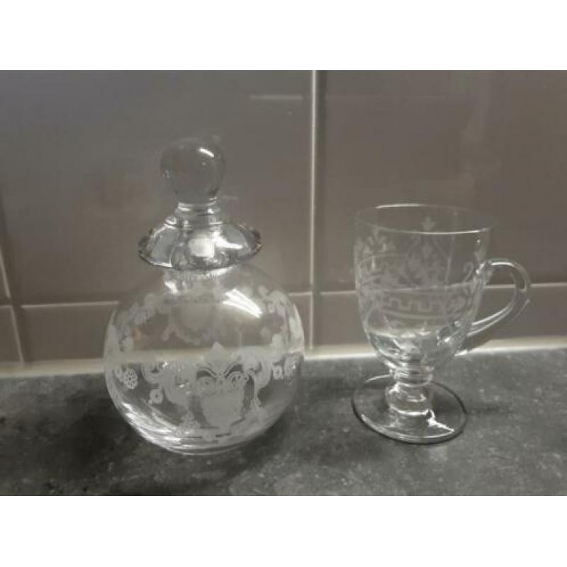 Karaft /glas geslepen glas brocante