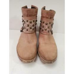 Manfield enkellaarsjes laarsjes beige studs maat 38