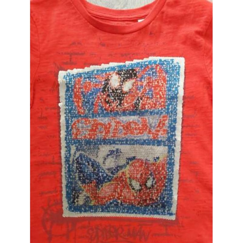 Spiderman shirt 2 printen draagbaar maat 116 rood zgan