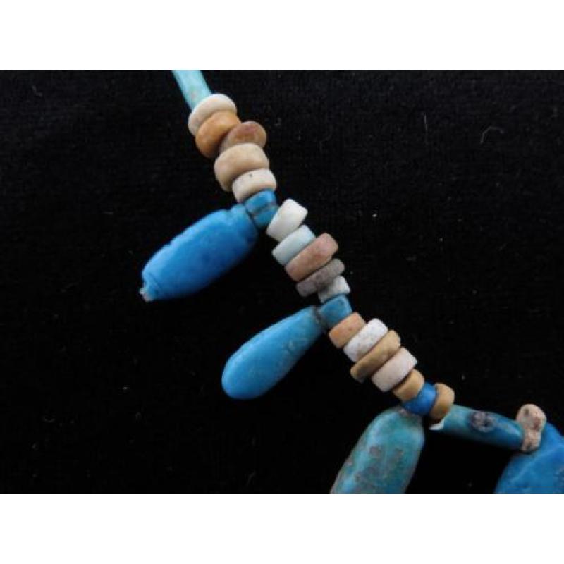 Egyptian collar of faience mummy beads and Amarna petals