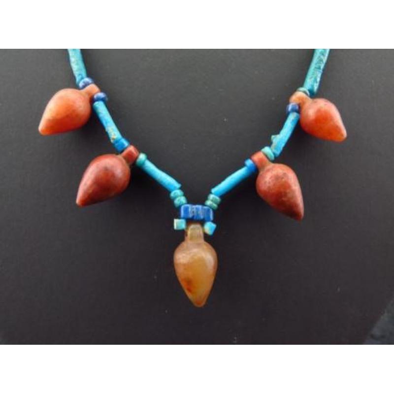 Egyptian necklace made of clear blue faience mummy beads and