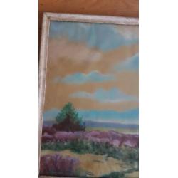 Pastel 1946 F. H. Nieuwenhuijzen Nederlands landschap heide