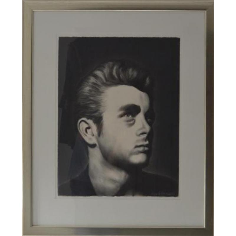 Serge Deblaere: Houtskooltekening - James Dean - ingelijst