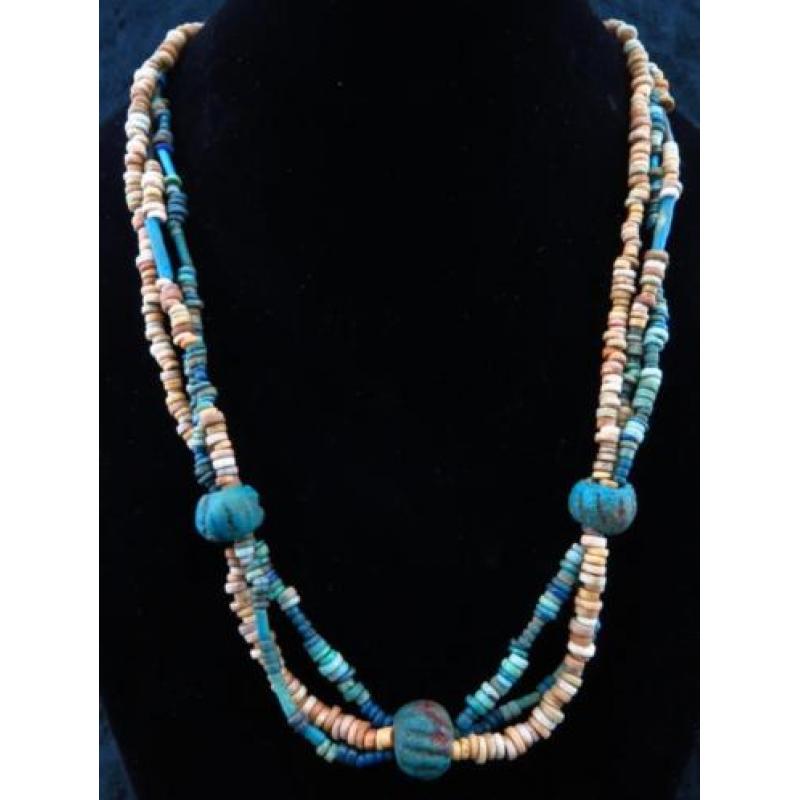 Egyptian necklace made of faience mummy beads and Melon bead