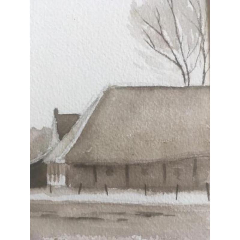 Aquarel ingelijst gesigneerd