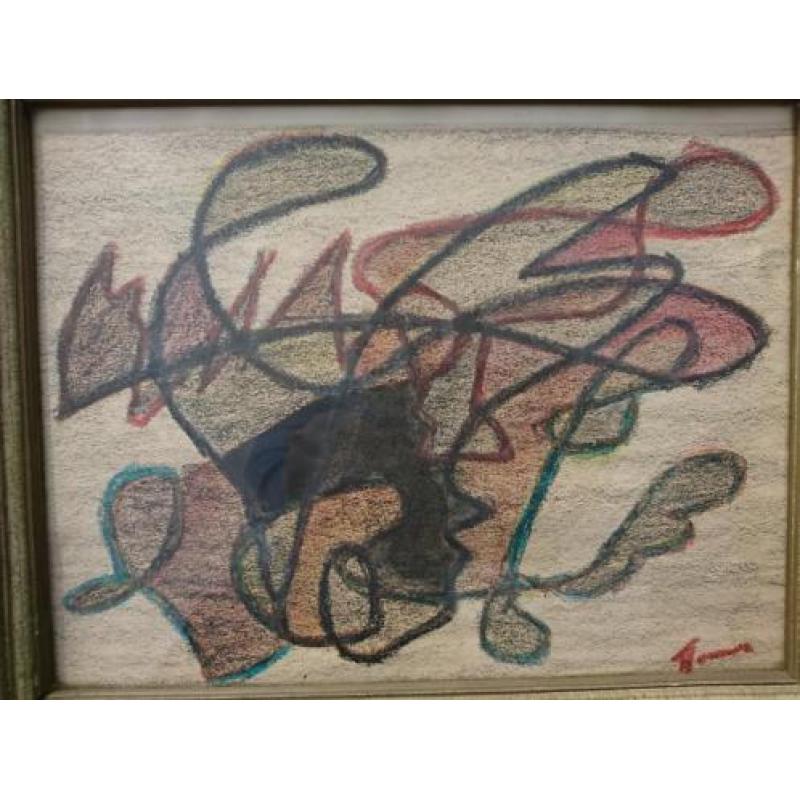 Abstract pastel tekening ~1920. gesigneerd