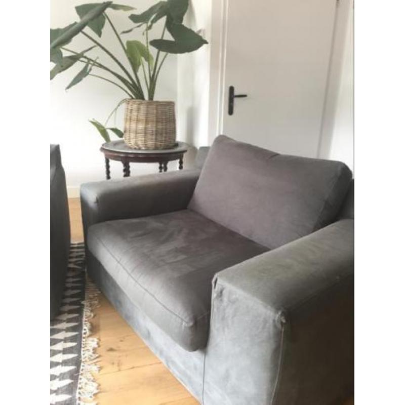 Bank en loveseat donker grijs